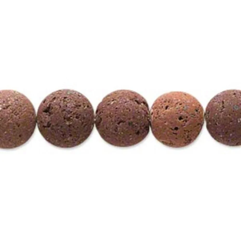Natural Red Volcanic Lava Rock 10mm Round Gemstone Beads 10 pcs